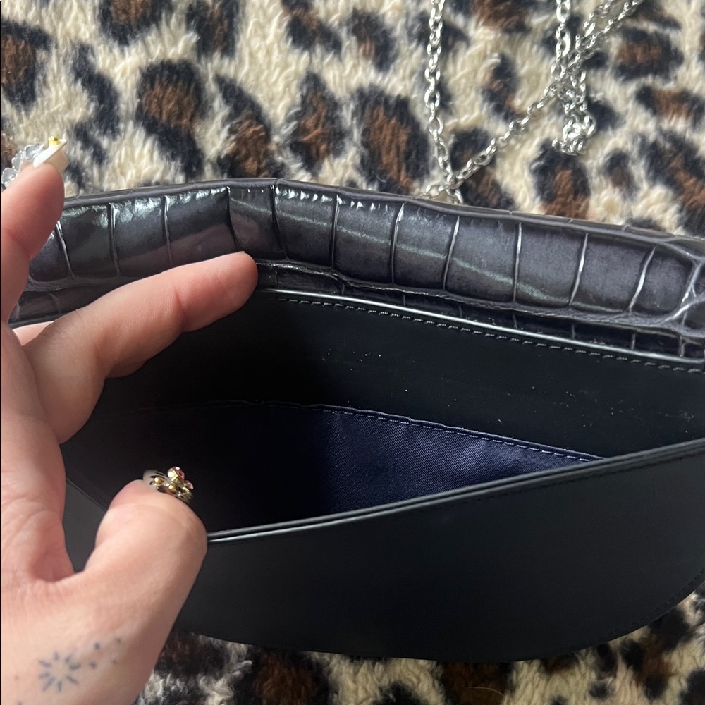 Tumi Black Croc-Embossed Chain Crossbody Bag - Picture 5 of 7